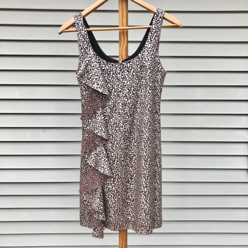 Guess Silver Foil Mini Dress